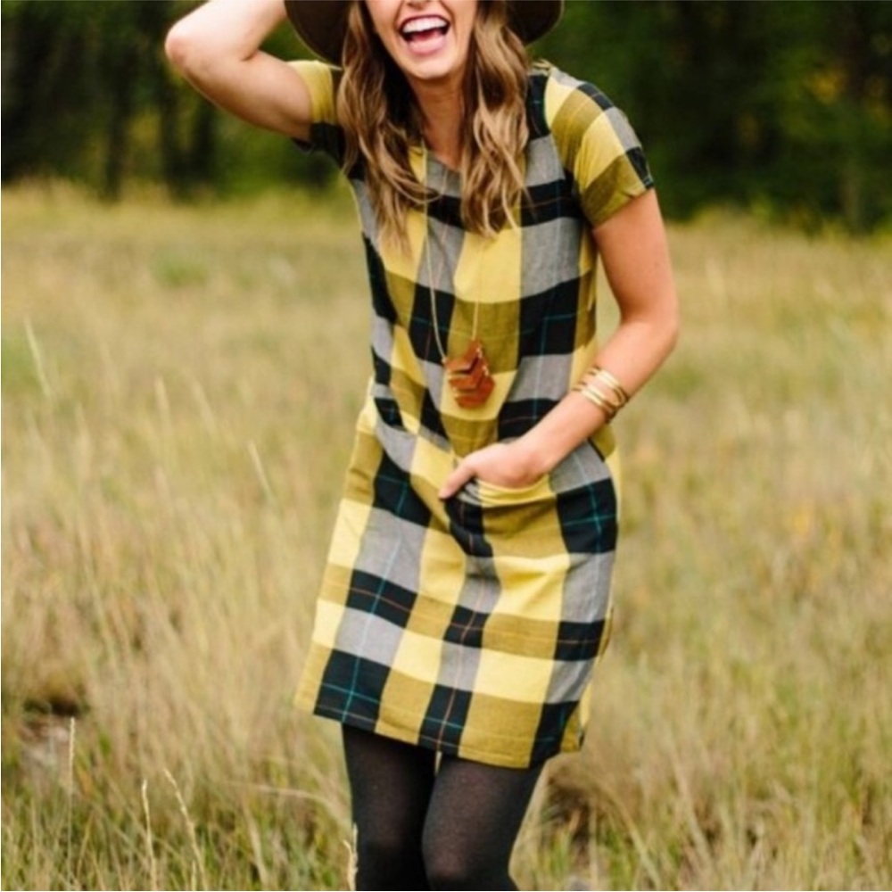 ✨💛 Modcloth Mata Traders Dress plaid fall - Picture 1 of 8